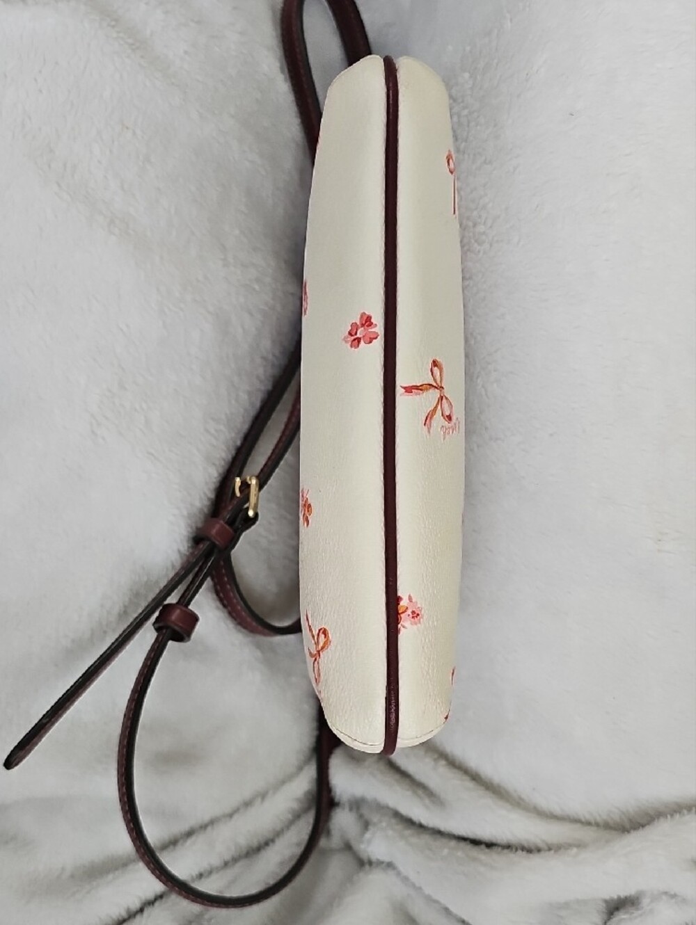 Coach Floral Bow Print Crossbody Bag White Burgundy CN768 - Picture 9 of 11